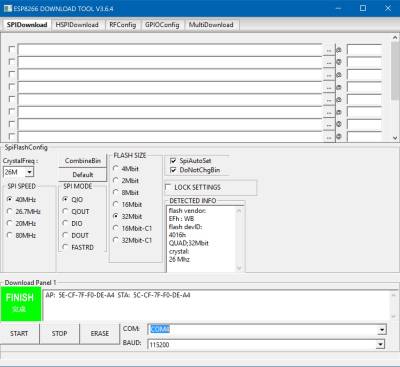  Programming ESP8266 - detected parameters