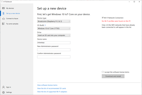  Windows Insider Program Win10 IoT Core Setup