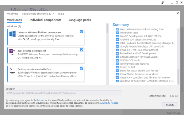  Visual Studio UWP development view