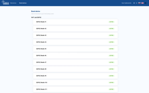 Device booking process step 2 - choose a device to book